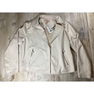 New Philosophy Republic Clothing Beige Faux Suede Moto Jacket Women's Size L
